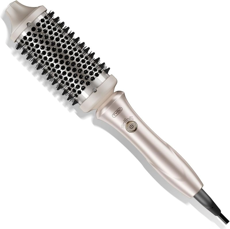 Photo 1 of TYMO Thermal Brush Curling Brush - STYLUX 1.7 Inch Blowout Volumizer with Flexi-Fit for Hair Straightening, Heated Round Styler Tool, Hair Straightener and Curler 2 in 1, Dual Voltage & Light, Gold