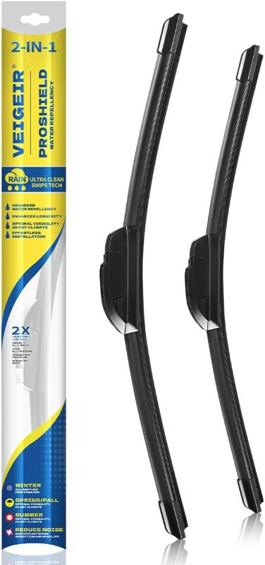 Photo 1 of 22inch +18" - 2 Pack Windshield Wiper Blades for My Car Universal J/U Hook Front OEM Quality Automotive Replacement Blades 22inch - 2 Pack