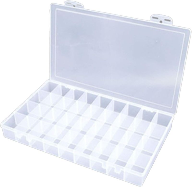 Photo 1 of Feadily 1PCS 36 Grids Large Plastic Organizer Box with Dividers, Compartment Organizer Box for Nail Accessories/Screw/Sewing Arts and Oil Paint, Bead Storage Containers 14.9" x 9.2" x 1.9" (Clear)
Brand: Feadily