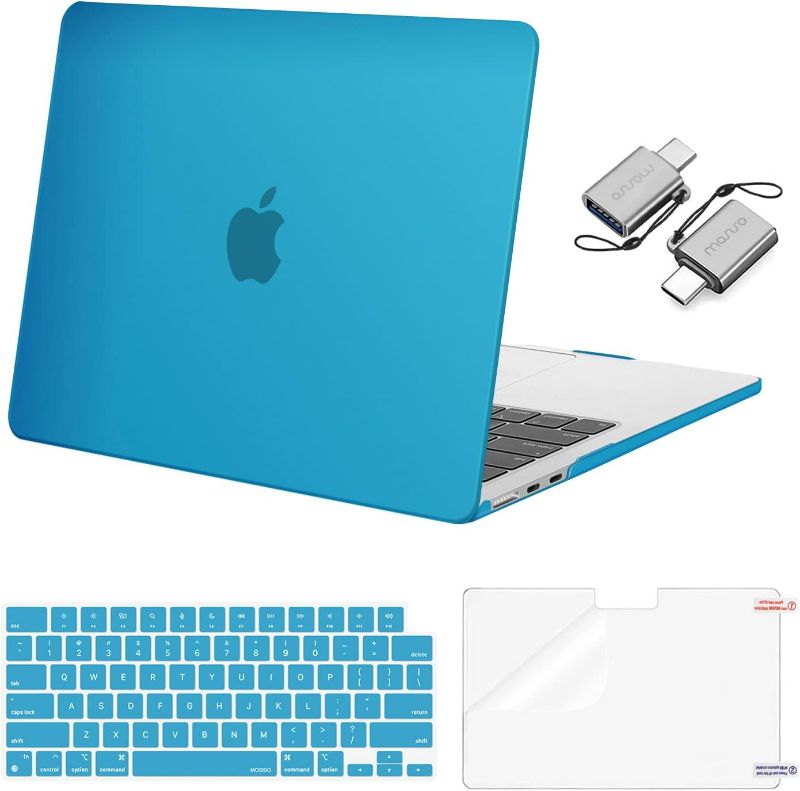 Photo 1 of MOSISO MacBook Air 13/13.6 inch Case for 2022-2025 Models | M4 A3240 | M3 A3113 | M2 A2681 | Plastic Hard Shell&Keyboard Cover&Screen Film&Type C | Aqua Blue