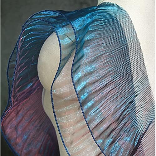 Photo 1 of 5 Yards Retro Ruffle Pleated Chiffon Trim Dress Bag Decoration Tulle Fabric Applique Trimming Craft Sewing (Peacock Blue)