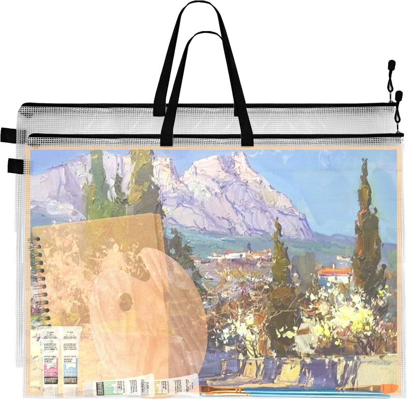 Photo 1 of 24 x 36 Inch Art Portfolio Case Art Portfolio Bag Large Posters Storage Bag Portfolios Bags with Zipper and Handle Portfolio Folder for Artwork Artist Supply Organizer and Zipp 2PCS