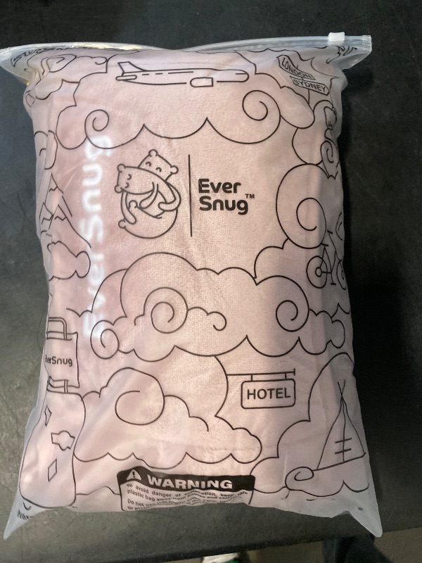 Photo 1 of EverSnug Travel Blanket and Pillow - Ultra-Soft, Compact & Lightweight, 65x40 Inches, with Carry Case, Luggage Sleeve & Backpack Clip for Airplane Comfort (Light Pink)