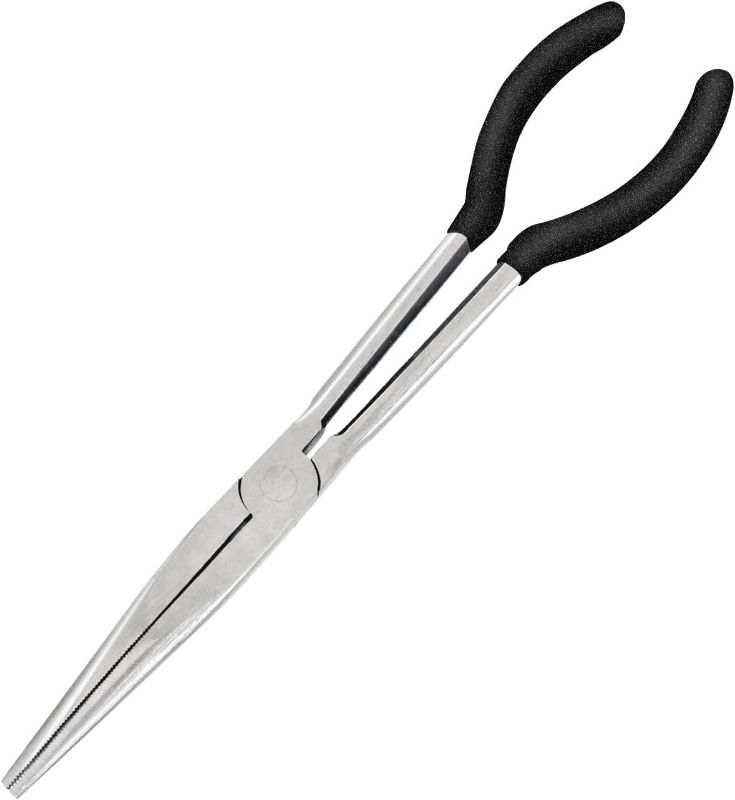 Photo 1 of 1 Piece 11 Inch Long Reach Pliers Set - Long Needle Nose Pliers Sets - Straight, Designed for Mechanics, Technicians, and Contractors| Milled-Jaws | Steel