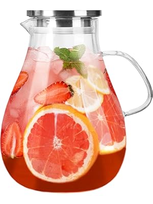 Photo 1 of Glass Pitcher with Lid,1 Gallon Glass Water Pitcher Hot/Cold Water Jug, Juice and Iced Tea Beverage Carafe with Lid (Extra-Wide Mouth)