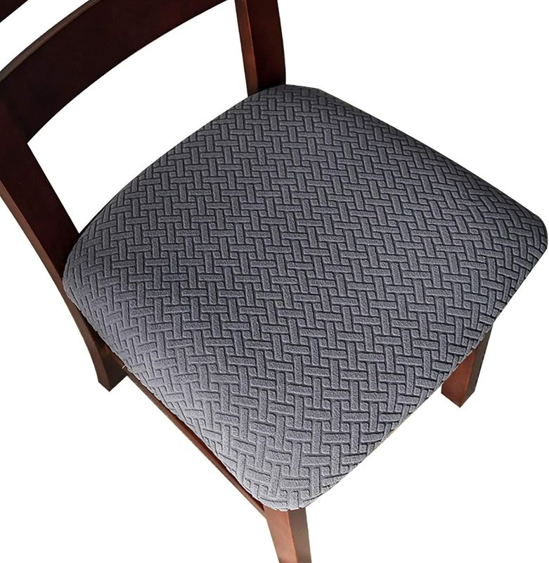 Photo 1 of Genina Seat Covers for Dining Room Chair Seat Slipcovers Kitchen Chair Covers (Dark Gray, 4 Pcs)