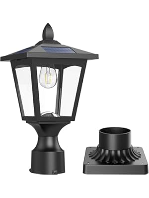 Photo 1 of olar Post Lights, 6000K Dusk to Dawn Solar Lamp Post Light with Pier Mount Base, Solar Post Lights Outdoor Waterproof for Garden Yard Landscape Pole Pillar, Outside Decorative Lamp(Cool White)