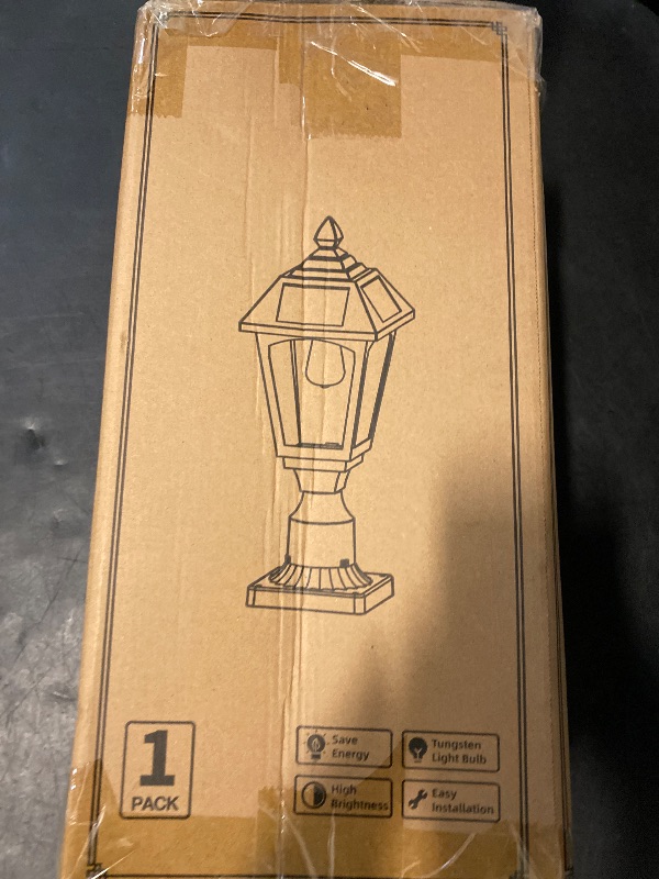 Photo 1 of olar Post Lights, 6000K Dusk to Dawn Solar Lamp Post Light with Pier Mount Base, Solar Post Lights Outdoor Waterproof for Garden Yard Landscape Pole Pillar, Outside Decorative Lamp(Cool White)