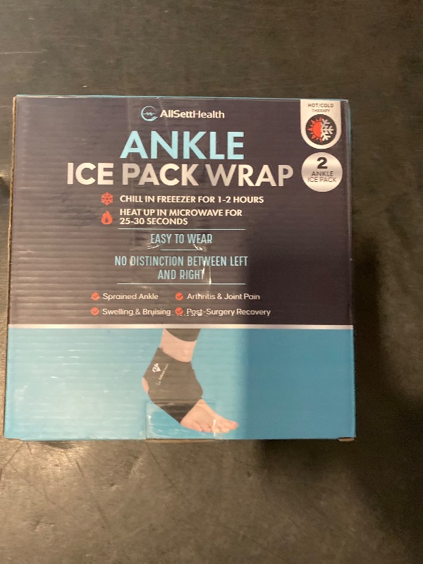 Photo 1 of Ankle Ice Pack Wrap - 2 Pack Reusable Hot Cold Foot Ice Pack Wrap for Planters Facetious Relief, Adjustable Ankle Ice Wrap for Swelling, Foot Pain, Heel Pain and Achilles Tendonitis Relief