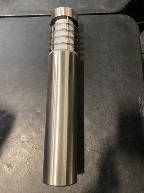 Photo 1 of Dazzle Bright Solar Path Bollard Lights Outdoor, 2 Pack 27 Inch LED Solar Powered Stainless Steel Path Lights, Waterproof White Landscape Lighting for Patio Yard Garden Walkway Driveway Pathway Decor