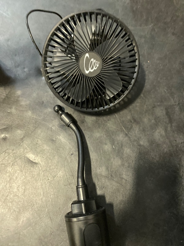 Photo 1 of 12V Car fan, 3-Speed Portable Vehicle Fan for Front Seat, Cigarette Lighter Powered with Car Charger, Mounted in Cup Holder, 360° Rotation, Car Necessities for Dog/SUV/RV/Truck/Van