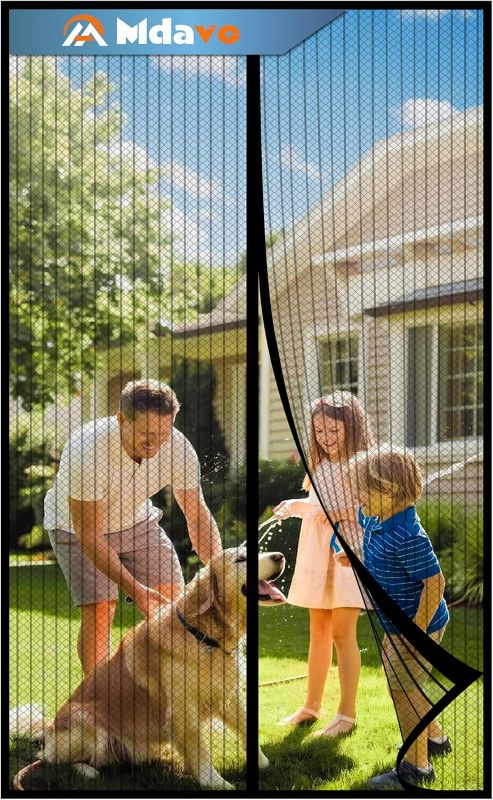 Photo 1 of High-Density Magnetic Screen Door Mesh for Home and Patio, Tear Resistant Backdoor Screen Net with Magnetic Closure
