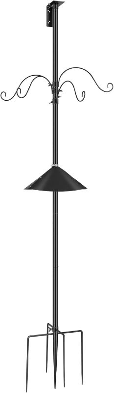 Photo 1 of VIVOHOME 92 Inch Bird Feeder Pole with Squirrel Baffle and 4 Hooks, Outdoor Bird House Pole Mount Kit with 5 Prong, Heavy Duty Adjustable Bird Feeder Stand