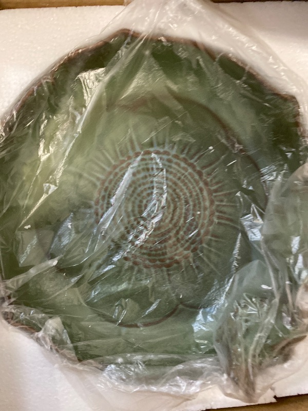 Photo 1 of Light Green Ceramic Heavy Duty Wild Bird Bath Bowl or Feeder for Outdoor Garden, Bowl Only