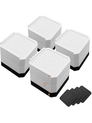 Photo 1 of 4 Pack Bed Risers Heavy Duty, Adjustable Furniture Risers for Bed Couch Sofa Desk Chair Blocks, Lift Height 1.5", 3" or 4.3" (White, Two Layers 3 Inches)