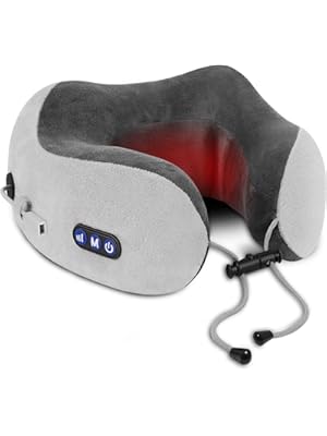 Photo 1 of Travel Neck Pillow/Electric Neck Massager with Heating, Memory Foam Pillow for Neck Pain Relief, Neck Support Pillow for Airplane, Car, Office, Gift (Grey)