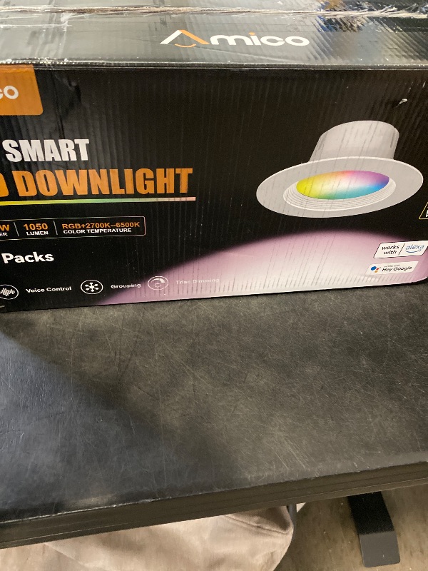 Photo 1 of Amico 6 Pack 5/6 Inch Smart WiFi LED Recessed Can Lights, RGBCW Color Changing Retrofit Recessed Lighting, Baffle Trim, APP Control, Dimmer Compatible, 12W=110W 1100LM, IC & ETL
