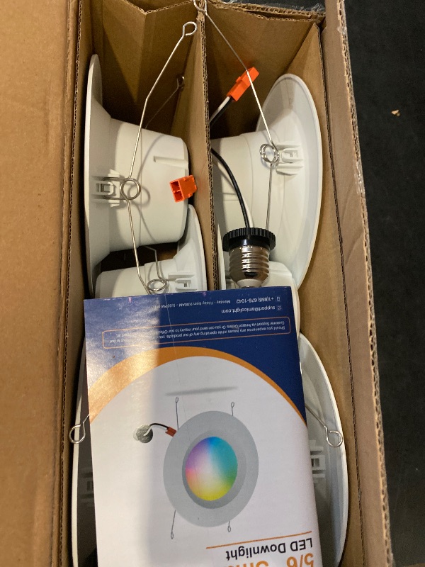 Photo 1 of Amico 6 Pack 5/6 Inch Smart WiFi LED Recessed Can Lights, RGBCW Color Changing Retrofit Recessed Lighting, Baffle Trim, APP Control, Dimmer Compatible, 12W=110W 1100LM, IC & ETL