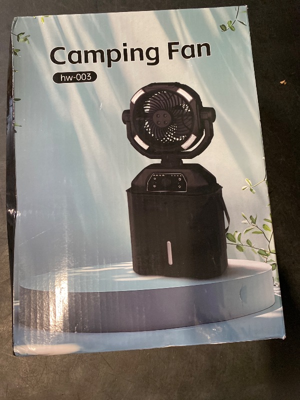 Photo 1 of Misting Fan Portable 42800mAh Rechargeable Camping Fan with Remote Control, 3 LED Light & Stepless Speed Control & Cooling Spray with 6L Bucket, Timer Function, Portable Handle, Rotating Hanging Hook