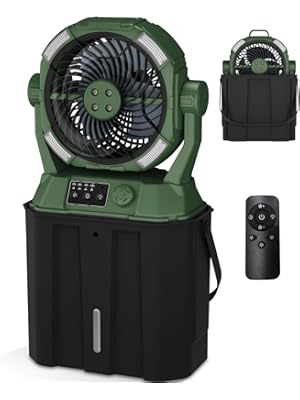 Photo 1 of Misting Fan Portable 42800mAh Rechargeable Camping Fan with Remote Control, 3 LED Light & Stepless Speed Control & Cooling Spray with 6L Bucket, Timer Function, Portable Handle, Rotating Hanging Hook