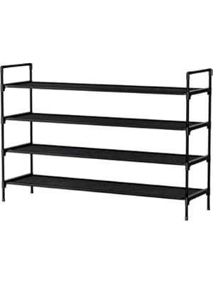Photo 1 of Shoe Rack 4 Tier Shoe Organizer Shoe Storage Shoe Rack for Narrow Hallway Entryway Bedroom Easy Assembly (Black)