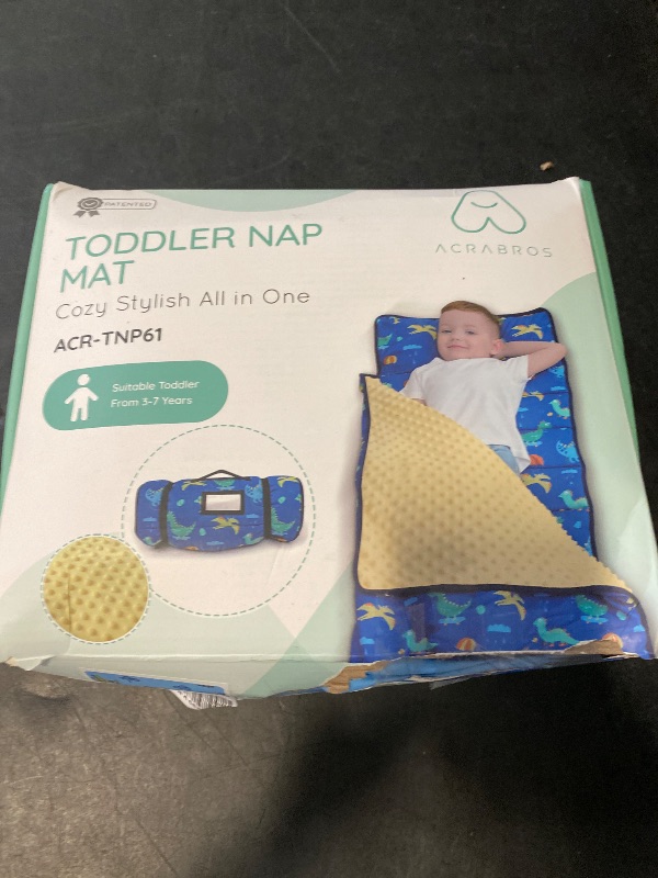Photo 1 of ACRABROS Toddler Nap Mat with Pillow and Blanket, Extra Large Rolled Napping Mats,Slumber Bags for Boys Girls,Kids Sleeping Bag for Daycare, Preschool Travel Camping, Dinosaur
