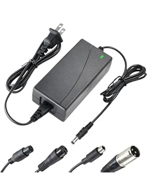 Photo 1 of 42V 2A Charger Universal 5 Plugs Replacement for 36V Lithium Battery, Pack DC 5.5 * 2.1 with 8mm 3 Prong /12mm 3 Prong /8mm RCA/3-Pin Male XLR Connector, Power Adaptor Supply Cord