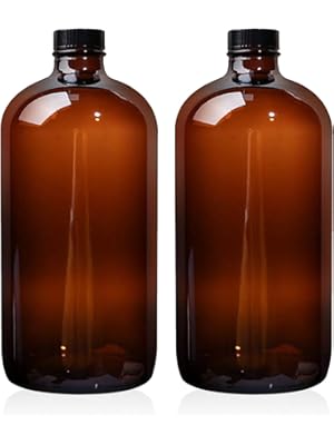 Photo 1 of 2 Pack 32 oz Amber Glass Boston Bottles with Phenolic Poly Cone Caps. Perfect Glass Brewing Bottles for Lab,Fermentation,Storing Kombucha,Brewing and Juicing.