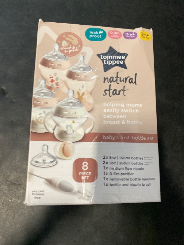 Photo 1 of Tommee Tippee Natural Start 8 Piece BPA Free Bottle Set, Includes 2 x 5 oz & 2 x 9 oz Bottles, 1 x Medium Flow Nipple, 1 x 0-6m Pacifier, 1 x Removable Bottle Handle, 1 x Cleaning Brush, Pink