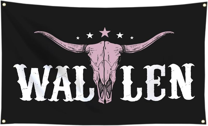 Photo 1 of Wallen Western Pink Bull Skull American Flag - Funny Man Cave Wall Banner for Indoor Outdoor Bedroom College Dorm Decor - 3x5FT Pink Tapestry Gifts