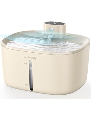 Photo 1 of Pumpless Wireless Cat Water Fountain, FEELNEEDY 4L Battery Operated Pet Water Fountain for Cats Indoor, Motion Sensor Cat Drinking Fountain (Beige with 1Pack Filters)