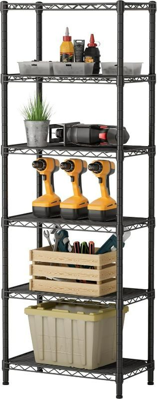 Photo 1 of SINGAYE 6 Small Wire Shelves Kitchen Pantry Close Home Organizers and Storage Bathroom Shelf Laundry Room Organization Adjustable Book Metal Garage Shelving Unit