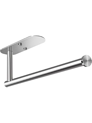 Photo 1 of VAEHOLD Adhesive Paper Towel Holder Under Cabinet Mount, Wall Mounted Paper Towel Roll Holder for Kitchen Paper Towel, Stainless Steel Silvery