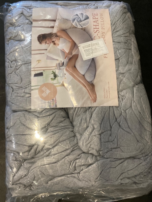 Photo 1 of PharMeDoc Pregnancy Pillow - C-Shaped Body Pillow for Pregnant Women - Jersey Cover, Gray