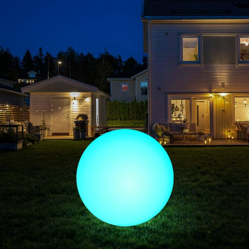 Photo 1 of infray 12-Inch LED Ball Light, Solar Rechargeable Globe Light Color Changing Solar Globe Lamp IP67 Waterproof Outdoor Garden RGB Orb Light for Patio Pool Yard Bar Party Decorative Lighting