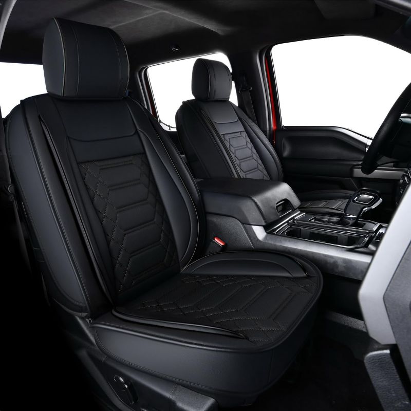 Photo 1 of RISINGSTAR Ram Front Seat Covers, Faux Leather, fit for 2011-2023 2024 2025 Ram 1500 2500 3500 1500 Classic Crew Quad Mega Regular Cab(Front Pair, Black 2 pcs)