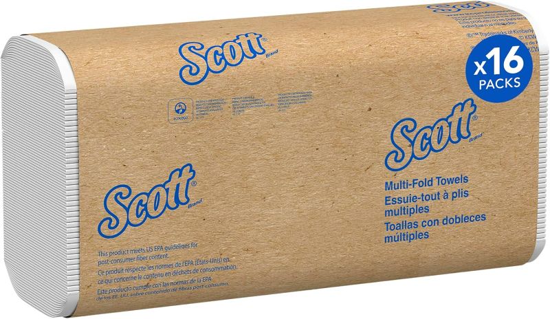 Photo 1 of Scott Professional Universal Multifold Paper Towels, Bulk (01840), Absorbency Pockets, White, 9.2'x9.4' Towel, Compressed, Compact (250 Sheets/Pack, 16 Packs/Case, 4,000 Sheet Total)