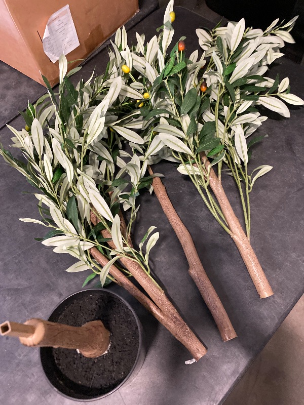 Photo 1 of Artificial Olive Trees Indoor, 6FT Tall Artificial Plants, Faux Olive Tree with Natural Wood Trunks, Lifelike Fruits and Leaves, Suitable for Home (Living Rooms, Foyers) and Office Decor