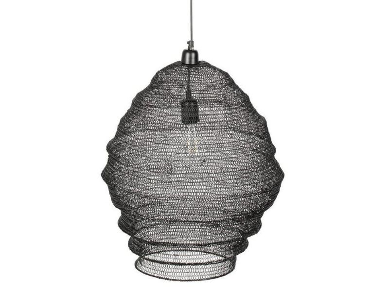 Photo 1 of Lea Pendant Lamp - Black / Large Powder coated mesh iron shade -100 cm black PVC cable
Dimensions shade: 37x51 cm (Ø x H)
Total dimensions: 37x155 cm (Ø x H) - Light source: E27, max. 60 watt regular bulb,- max. 13 watt savings, max. 2 watt LED
Energy eff