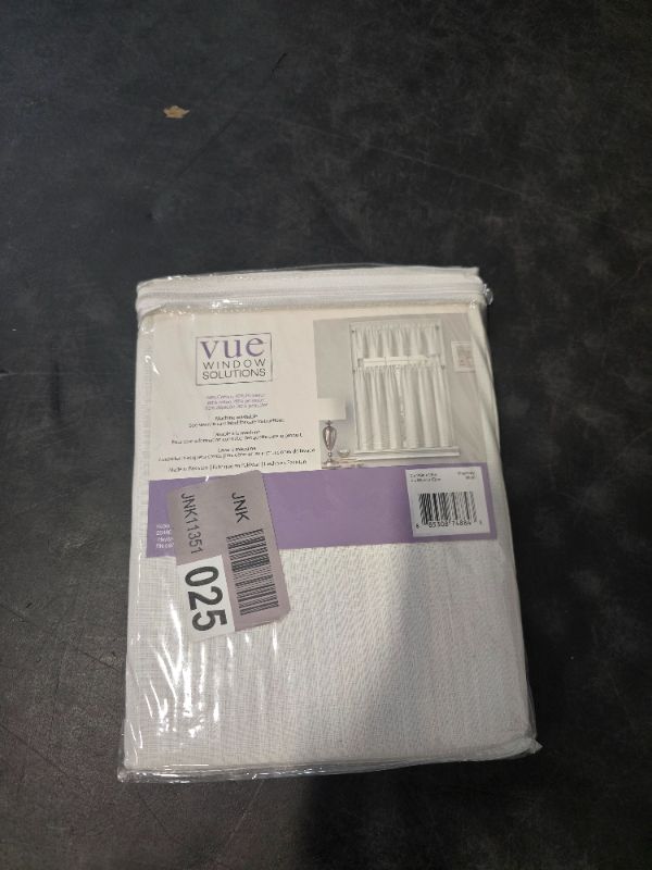 Photo 1 of Vue Kingsbury Small Panel Tiers Privacy Window Treatment Pair Bathroom, Living Room, 52" x 24", White