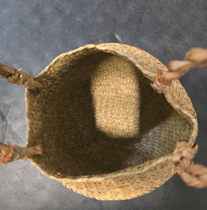 Photo 1 of Seagrass Plant Basket, Hand Woven Belly Basket with Handles, Extra Large Storage Laundry, Picnic, Plant Pot Cover, Home Decor