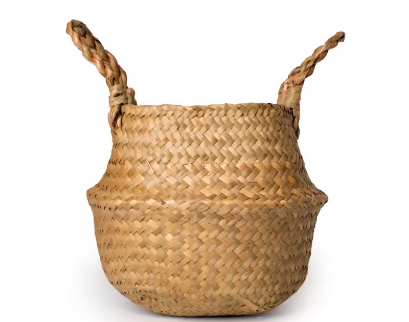 Photo 1 of Seagrass Plant Basket, Hand Woven Belly Basket with Handles, Extra Large Storage Laundry, Picnic, Plant Pot Cover, Home Decor