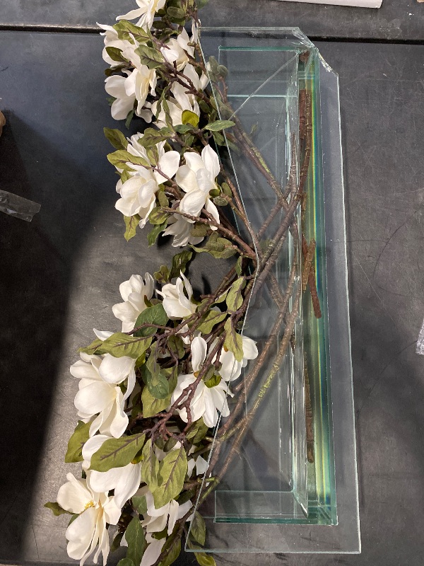 Photo 1 of Clear Rectangular Plate Glass Planter Box Vase - 24" Long x 4" Height, Good quality, Heavy Weighted Base - 1 Pc