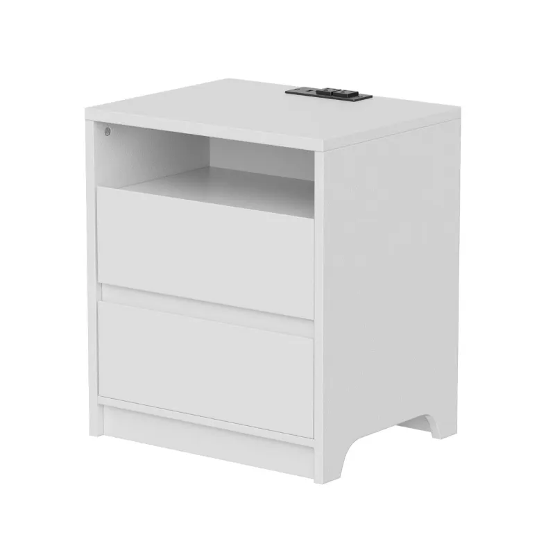 Photo 1 of Petron Modern Nightstand with 2Drawer, Contemporary Bedside Table with USB, Open Shelf and Ample Storage for Bedroom/Living Room/Office/Small Space