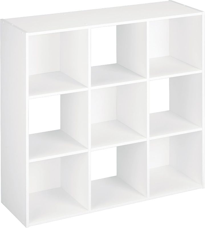 Photo 1 of ClosetMaid 9 Cube Laminated Wood Reversible Stackable Open Bookcase Display Shelf Storage Organizer for Home and Office Organization, White