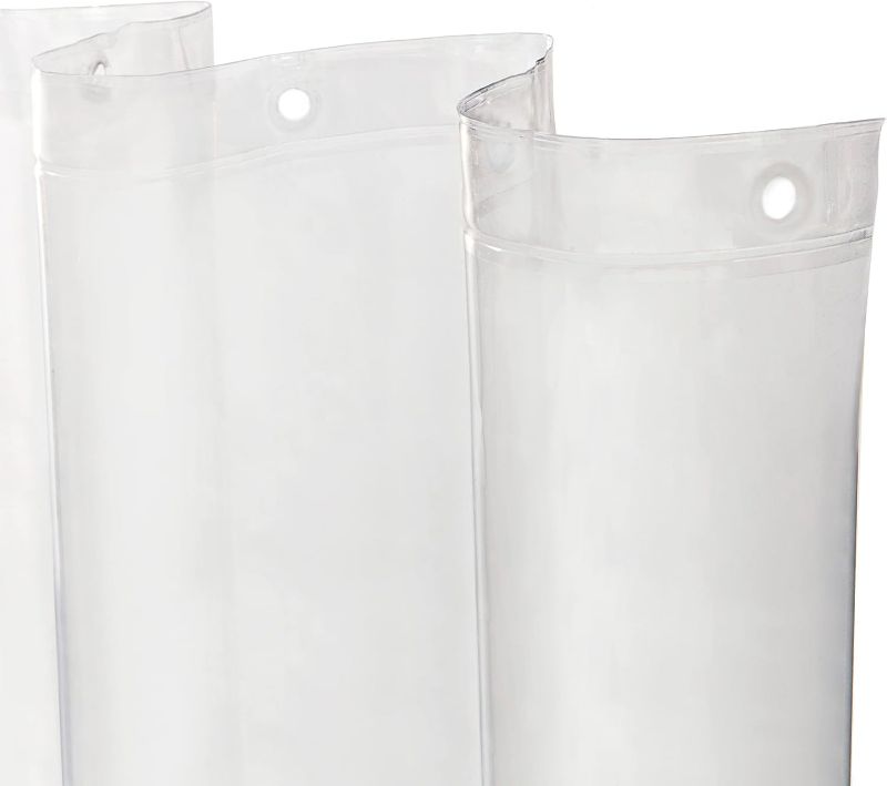 Photo 1 of Kenney KN61433 Lightweight 3 Gauge Waterproof PEVA Shower Curtain Liner with Durable Eyelet Hang Holes and Weighted Magnetic Hem for Bathroom, 70" W x 72" H, Clear, 1-Pack