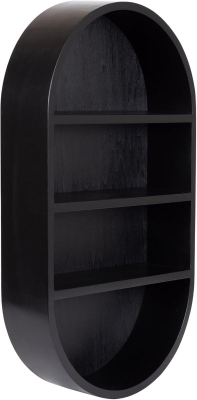Photo 1 of Kate and Laurel Hutton Modern Capsule Wall Shelf; 16 x 28; Black; Minimal Round Oval Wall Shelves for Above Toilet Bathroom Storage