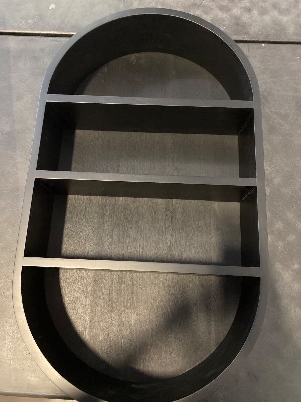 Photo 1 of Kate and Laurel Hutton Modern Capsule Wall Shelf; 16 x 28; Black; Minimal Round Oval Wall Shelves for Above Toilet Bathroom Storage