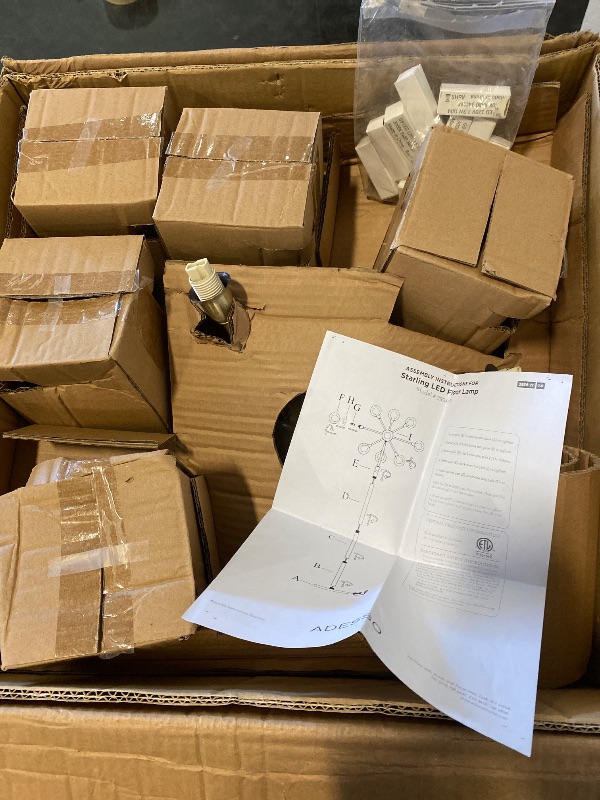 Photo 1 of Adesso Starling LED Floor Lamp, 70"H, Smoked Glass Shade/Antique Brass Base