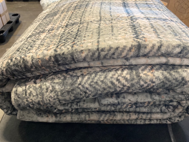 Photo 1 of Washable 9x12 Rug Modern Plaid Soft Grey 9'x12' for Living Room, Bedroom, Dining Room, Nursery